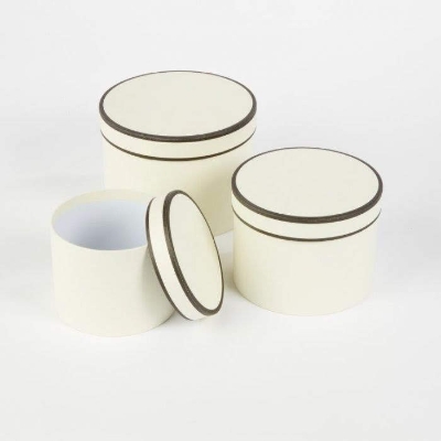 Cream Couture Round Hat Box (Set of 3)