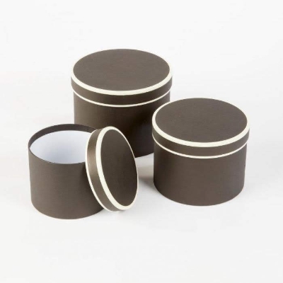 Hat Boxes Cream & Black Round Set of 3 Large