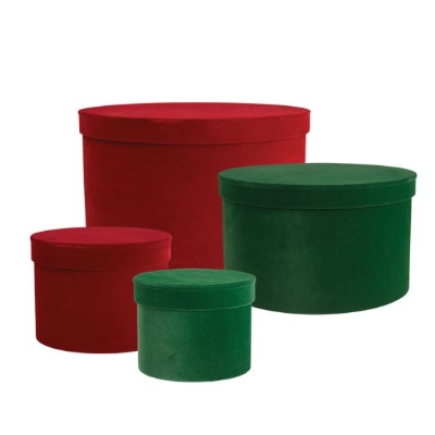 Extra Large Velvet Symphony Hat Box Set of 3 (Forest Green)