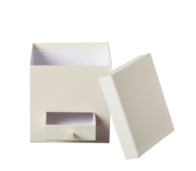 SQUARE FLOWER BOX LINED WHITE WITH DRAWER