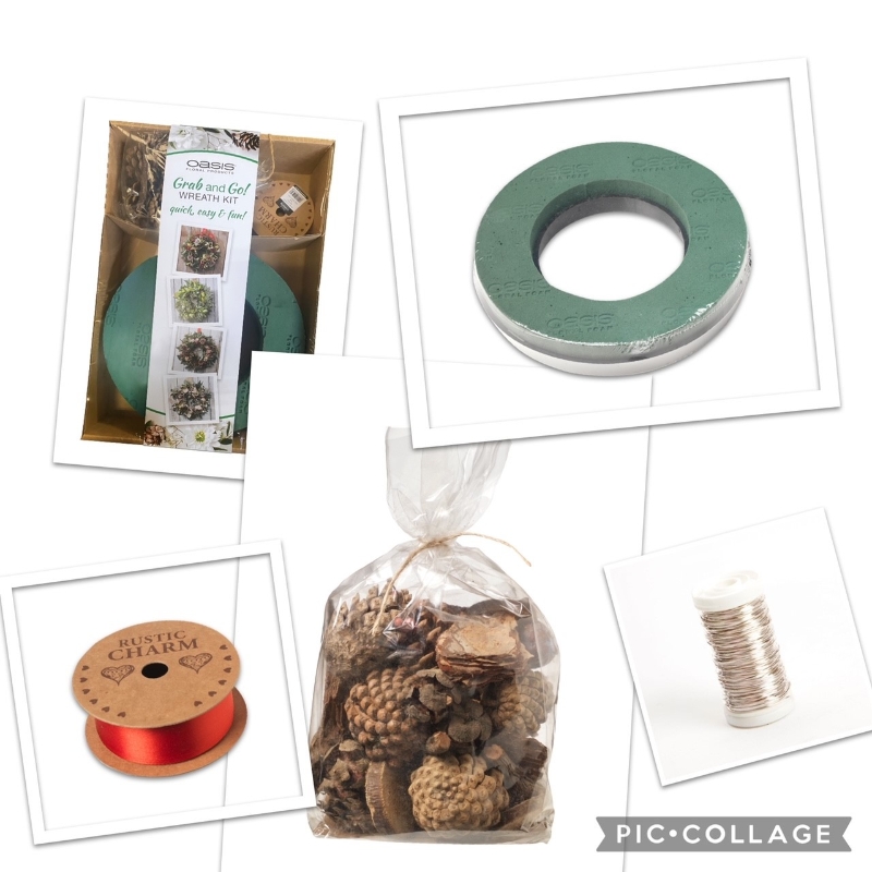 OASIS® CHRISTMAS WREATH MAKING KIT WET FOAM , RIBBON, ACCESSORIES , WIRE INCLUDED