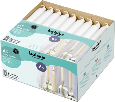 Bolsius Professional Bistro Candles 180 21mm box 45   White