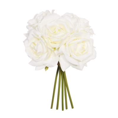 27CM CREAM OPEN ROSE X 5 POSY