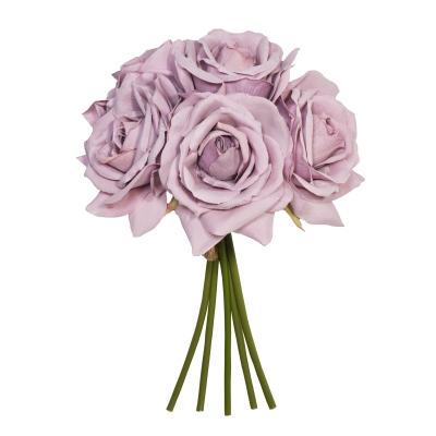 27CM LILAC OPEN ROSE X 5 POSY