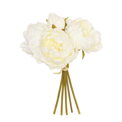 28CM CREAM PEONY X 5 POSY