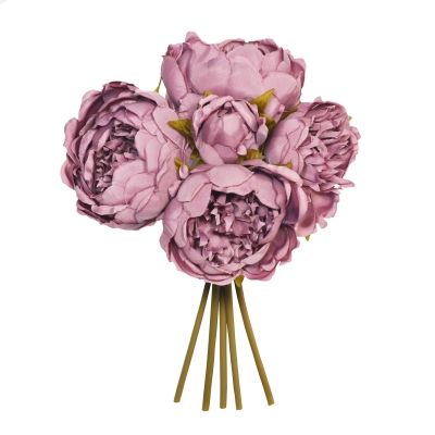 28CM MAUVE PEONY X 5 POSY