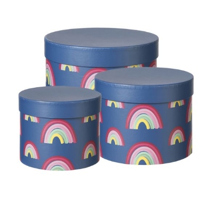 Rainbow Lined Hat Boxes   Set of 3