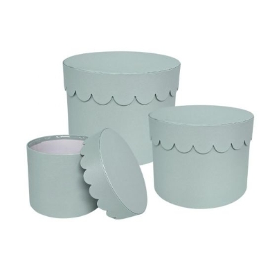 Scalloped Hat Box   Duck Egg Blue Set of 3