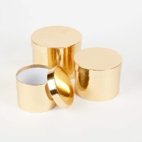 Gold Sheen Round Hat Box (Set of 3)