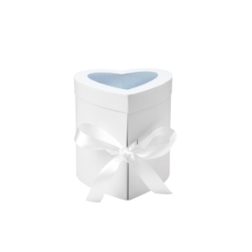 HEART SPLIT DOUBLE LAYER HAT GIFT XMAS BOX WHITE