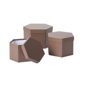 Hexagonal Hat Boxes   Clay   Sets of 3