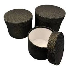 Black Woven Effect Round Symphony Textured Hat Boxes Set of 3