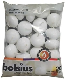 Bolsius Floating Candle White, Wax, 4.5cm w X 3cm (Pack of 20)