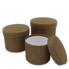 Dark Green Woven Effect Round Symphony Textured Hat Boxes Set of 3