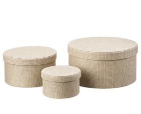EXCLUSIVE LARGE WOVEN EFFECT ROUND SYMPHONY TEXTURED HAT BOXES SET OF 2