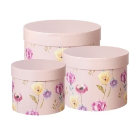 Flora Lined Hat Boxes   Set of 3