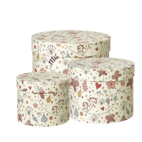 Luna Lined Hat Boxes   Set of 3