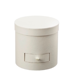 ROUND FLOWER BOX LINED CREAM WITH DRAWER