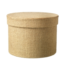 Round Hessian Hat Box Lined Set Of 3