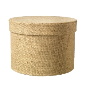 Round Hessian Hat Box Lined Set Of 3