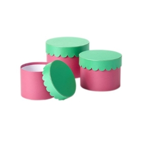 Scalloped Hat Box Rosa Set of 3