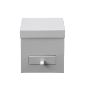 SQUARE FLOWER BOX LINED GREY WITH DRAWER