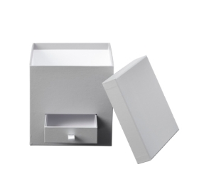 SQUARE FLOWER BOX LINED GREY WITH DRAWER
