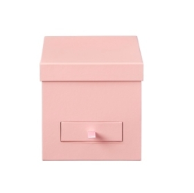 SQUARE FLOWER BOX LINED PALE PINK WITH DRAWER