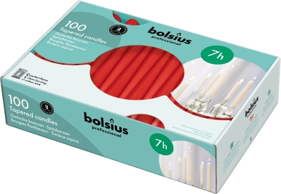 Bolsius Professional Tapered Candles 240 23mm box100   Red