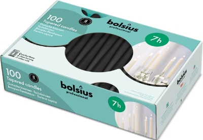 Bolsius Professional Tapered Candle 240 23   Black   Box of 100