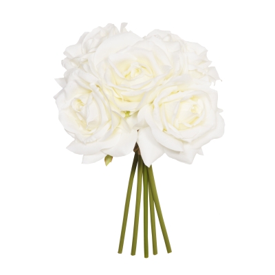 27CM CREAM OPEN ROSE X 5 POSY