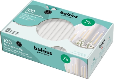 Bolsius Professional Tapered Candle 240 23   White   Box of 100