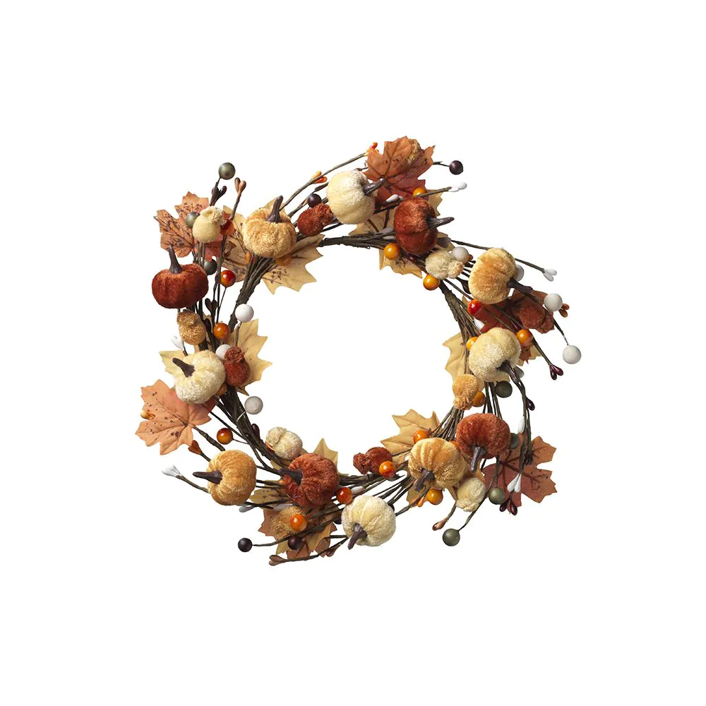 Harvest Hues Velour Pumpkin Wreath Velour Pumpkin Wreath   Autumn Day   30cm