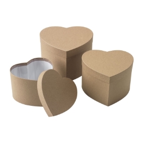 Symphony Heart Hat Box   Natural Sets of 3