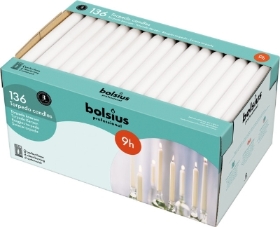 Bolsius Torpedo Candles 240 22 mm   White   Box of 136